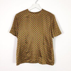 Vintage Silky Patterned Blouse Made in Hong Kong